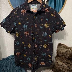Tropical Print Black Shirt